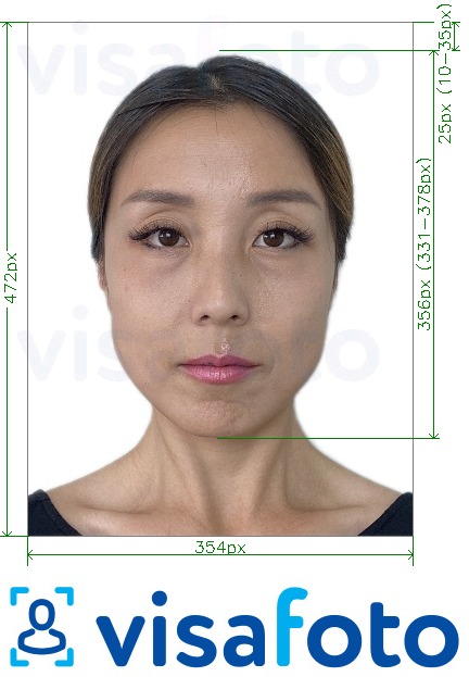 Voorbeeld van foto voor China Paspoort online 354x472 px met exacte maatspecificatie