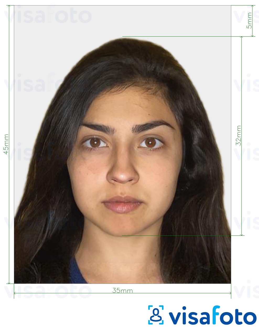 Voorbeeld van foto voor Israël Paspoort 35x45 mm (3,5x4,5 cm) met exacte maatspecificatie
