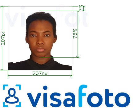 Voorbeeld van foto voor Kenia visum 207x207 pixel met exacte maatspecificatie