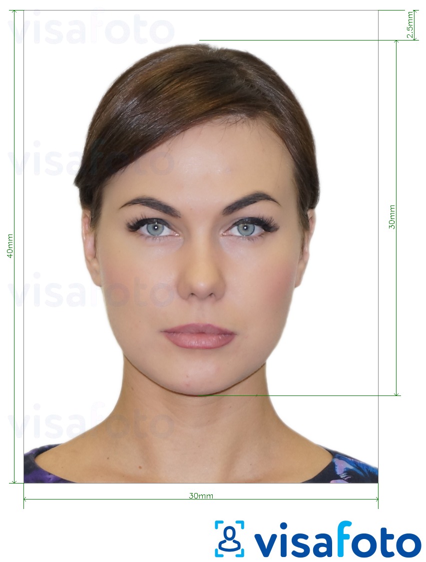 Voorbeeld van foto voor Roemeense identiteitskaart 3x4 cm (30x40 mm) met exacte maatspecificatie