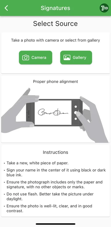 7ID: Pilih foto sumber tanda tangan Anda