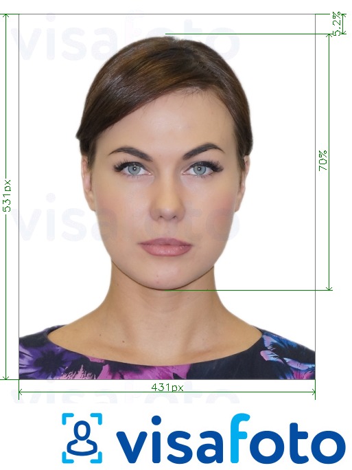 Voorbeeld van foto voor Brazilië Paspoort online 431x531 px met exacte maatspecificatie
