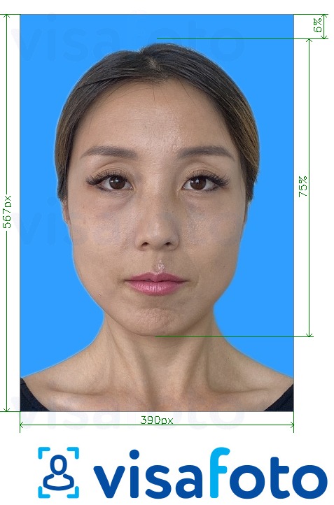 Voorbeeld van foto voor Putonghua Proficiency Test 390x567 pixels blauwe achtergrond met exacte maatspecificatie
