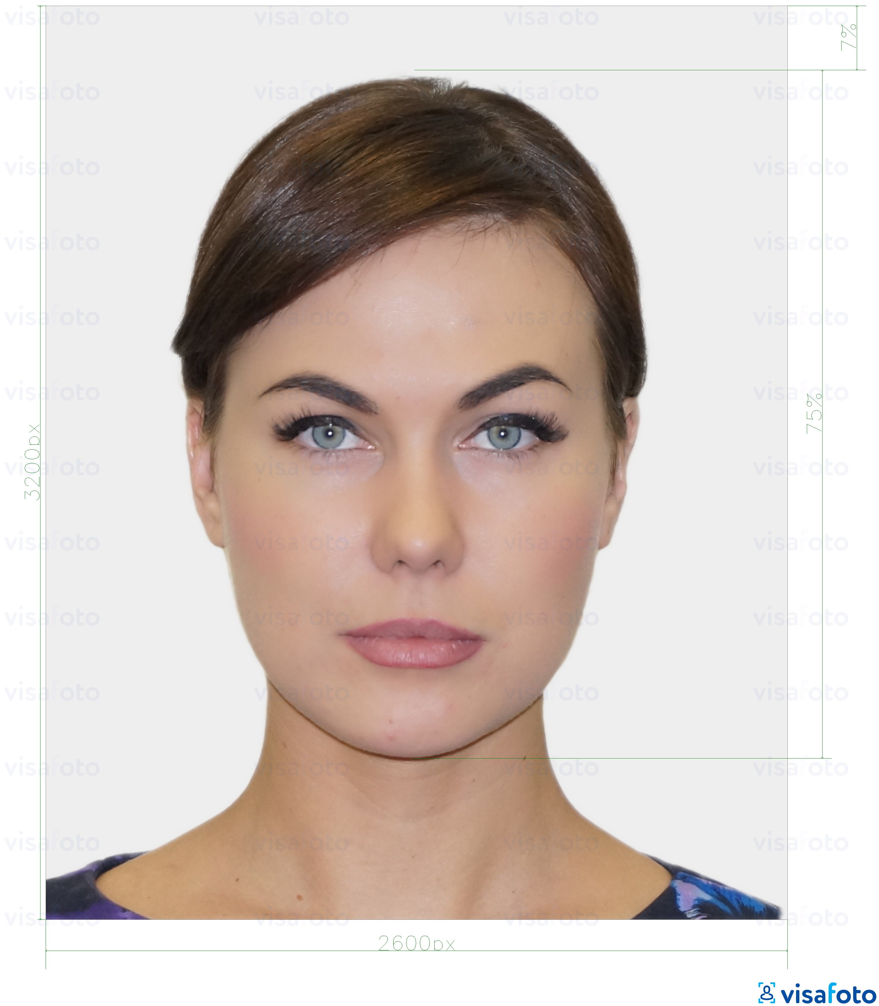 Voorbeeld van foto voor Estlandse digitale identiteitskaart 1300x1600 pixels met exacte maatspecificatie