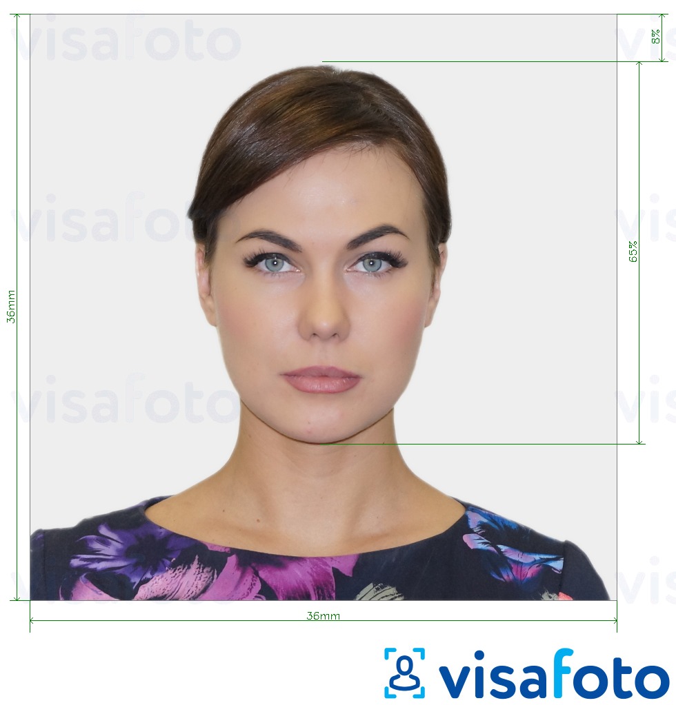 Voorbeeld van foto voor Griekse identiteitskaart 3.6x3.6 cm (36x36 mm) met exacte maatspecificatie