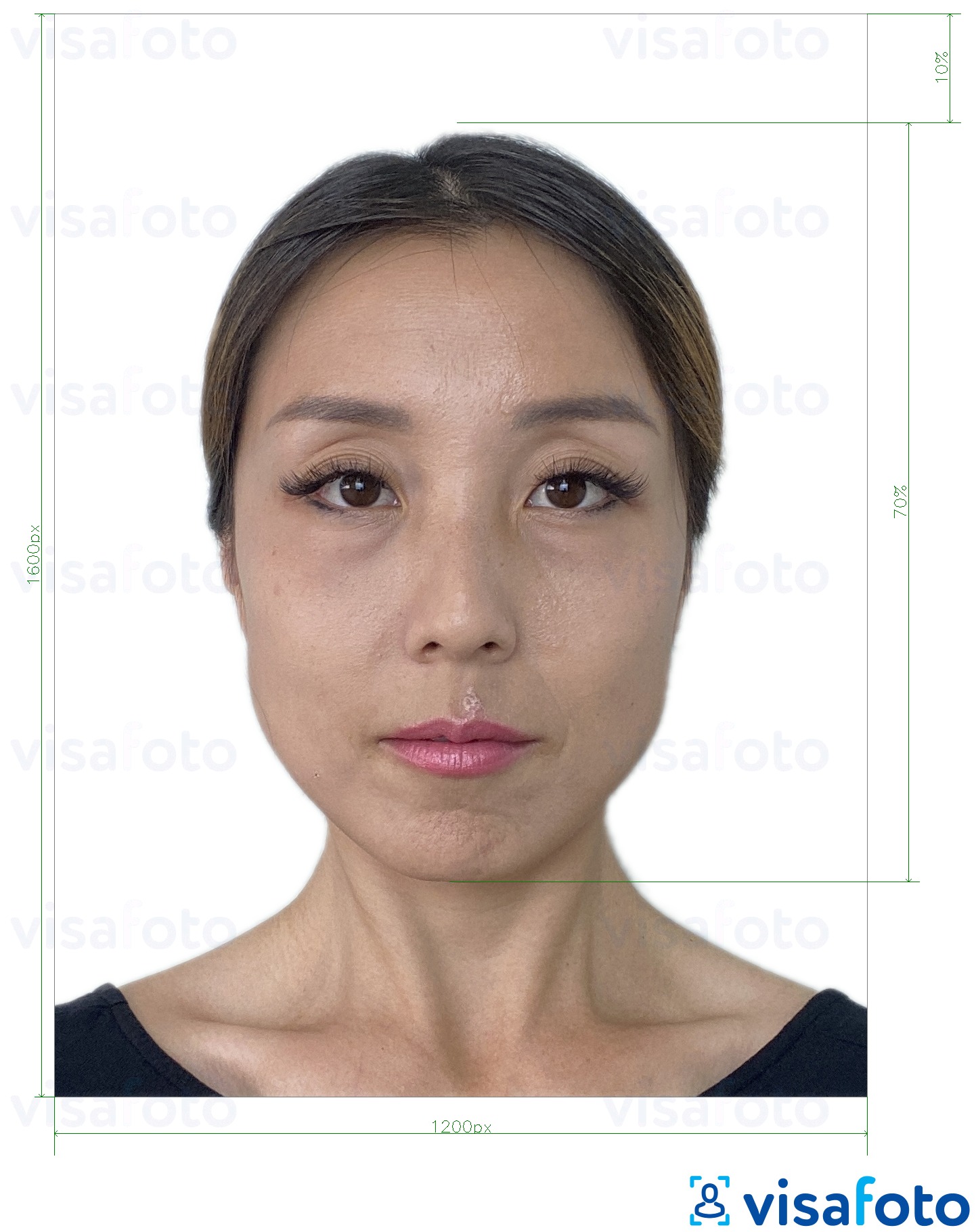 Voorbeeld van foto voor Hong Kong online e-paspoort 1200x1600 pixels met exacte maatspecificatie
