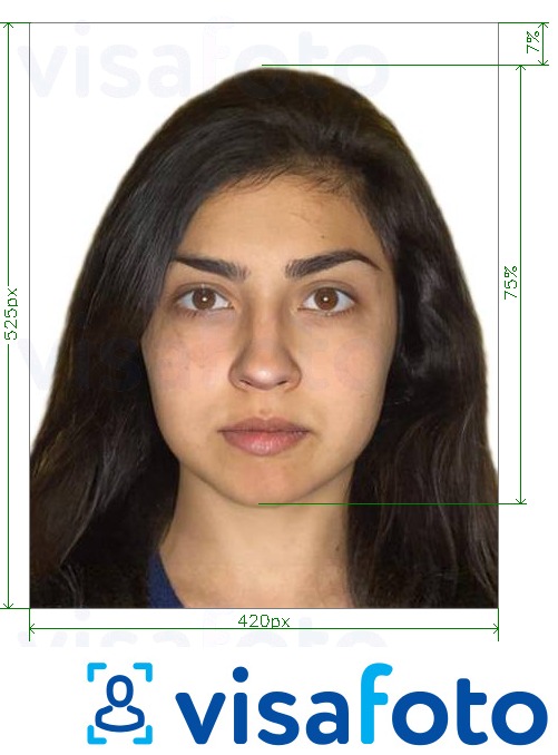 Voorbeeld van foto voor India online rijbewijs 420x525 pixels met exacte maatspecificatie