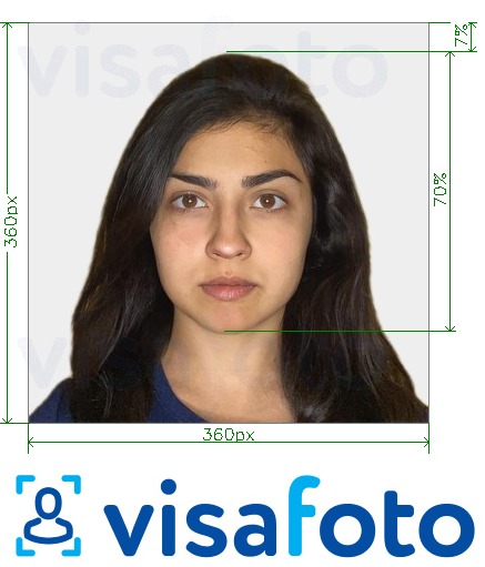 Voorbeeld van foto voor India OCI-paspoort 360x360 - 900x900 pixel met exacte maatspecificatie