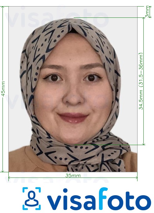 Voorbeeld van foto voor Kazachstan ID-kaart online 413x531 pixels met exacte maatspecificatie