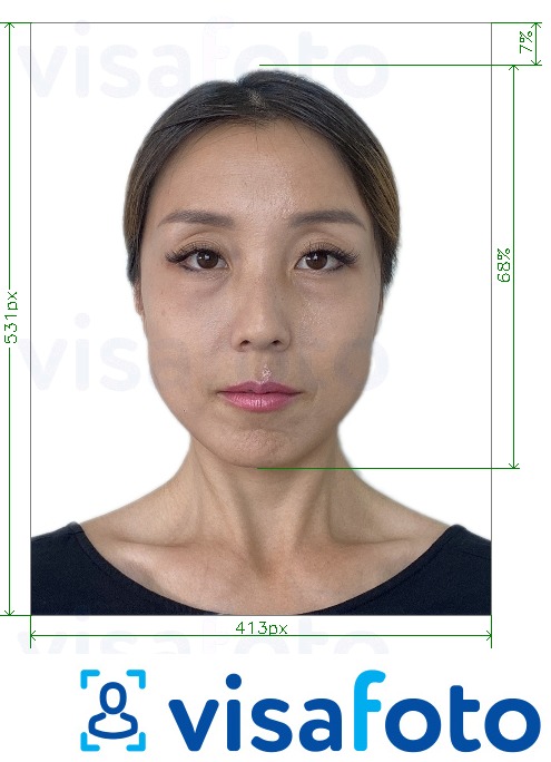 Voorbeeld van foto voor Mongolië paspoort online met exacte maatspecificatie