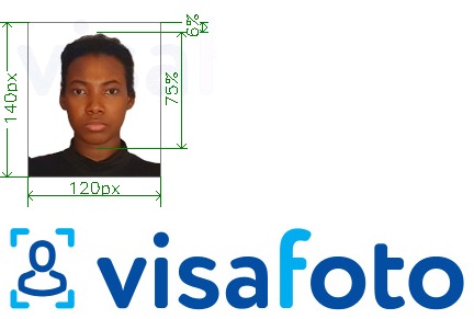 Voorbeeld van foto voor Nigeria paspoort 120x140 pixels met exacte maatspecificatie