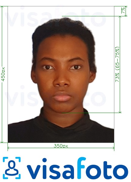 Voorbeeld van foto voor Nigeria online visum 200-450 pixels met exacte maatspecificatie