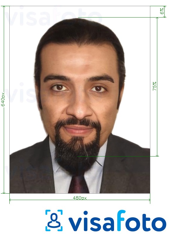Voorbeeld van foto voor Saoedi-Arabië Identiteitskaart Absher 640x480 pixel met exacte maatspecificatie