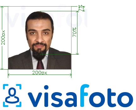 Voorbeeld van foto voor Saudi-Arabië e-visum online via enjazit.com.sa met exacte maatspecificatie