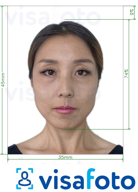 Voorbeeld van foto voor Singapore Certificaat van Identiteit 35x45 mm (3.5x4.5 cm) met exacte maatspecificatie