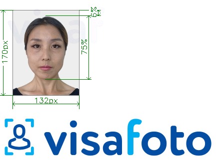 Voorbeeld van foto voor Thailand visa 132x170 pixel met exacte maatspecificatie