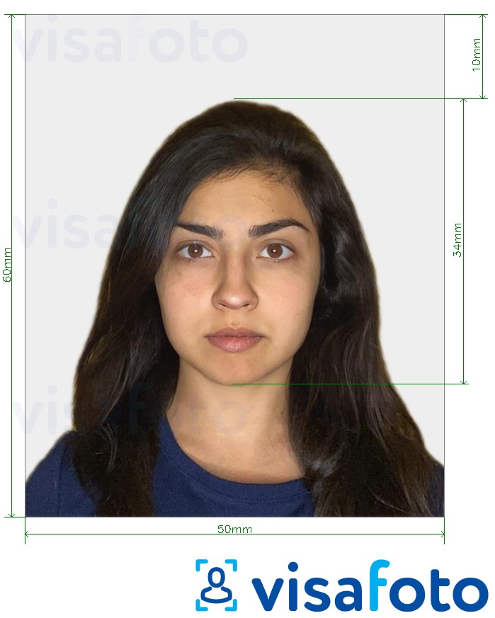 Voorbeeld van foto voor Turkije Paspoort 50x60 mm (5x6 cm) met exacte maatspecificatie