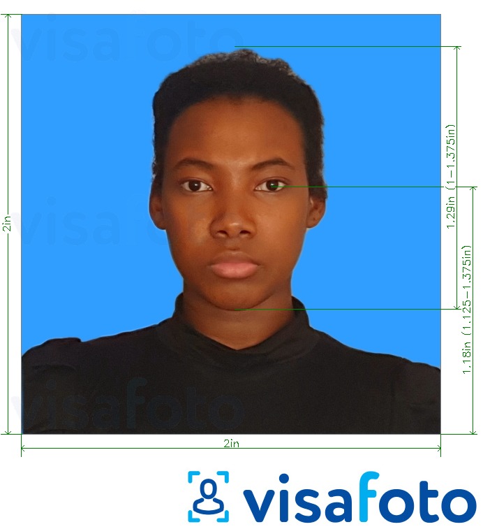 Voorbeeld van foto voor Tanzania Azania Bank 2x2 inch blauwe achtergrond met exacte maatspecificatie