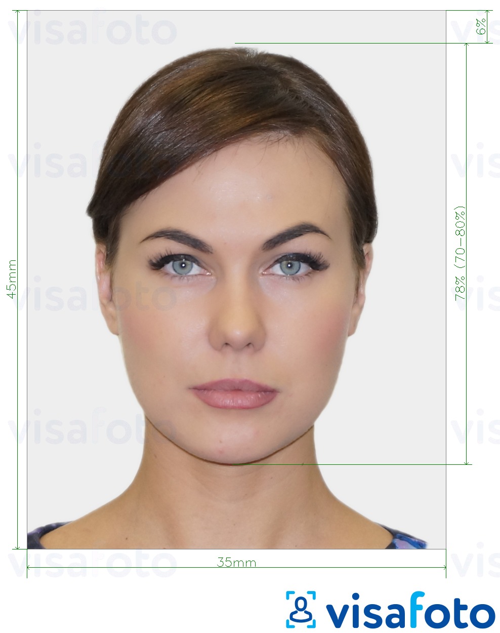 Voorbeeld van foto voor Biometrische pasfoto met exacte maatspecificatie
