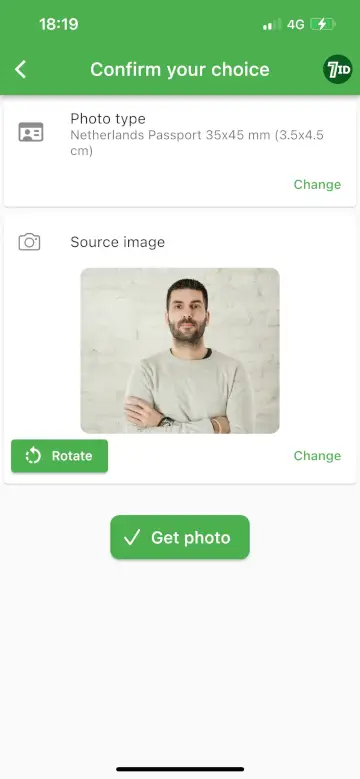 7ID App: Nederlands pasfoto formaat